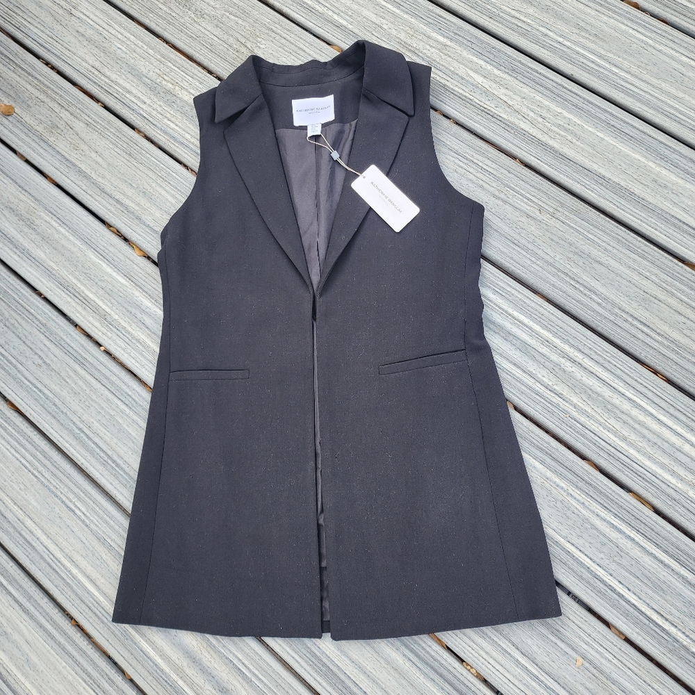 NWT M VEST Black Openfront long vest - Picture 14 of 16